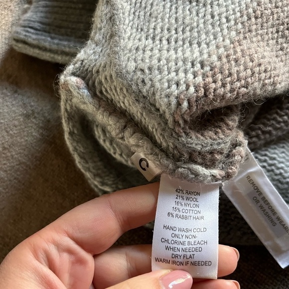 Ann Taylor Loft Gray Striped Sweater Poncho - Size XS/ S - Picture 7 of 7